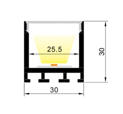 LED-профіль MLG підвісний LP30301F з розсіювачем, 2 метра