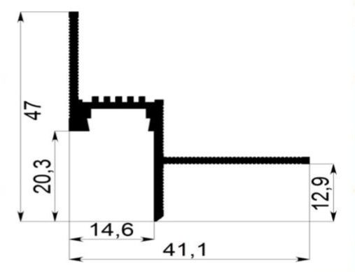 Профиль теневого шва с LED для потолка, с рассеивателем 14х20х3000 (LPT14)