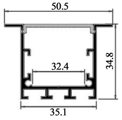 LED-профіль врізний, 2 метра (ЛСВ35_2)