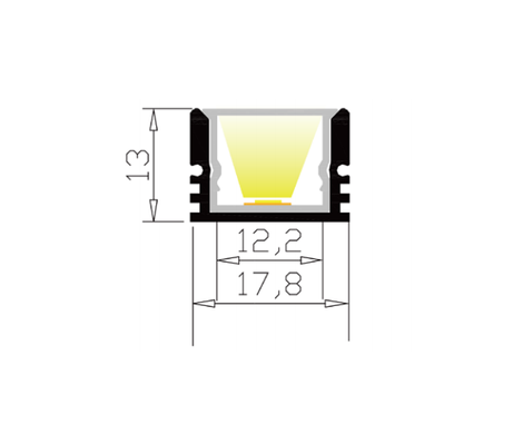 LED-профіль MLG вологозахищений IP65 (LW18121) з розсіювачем, 2 метра