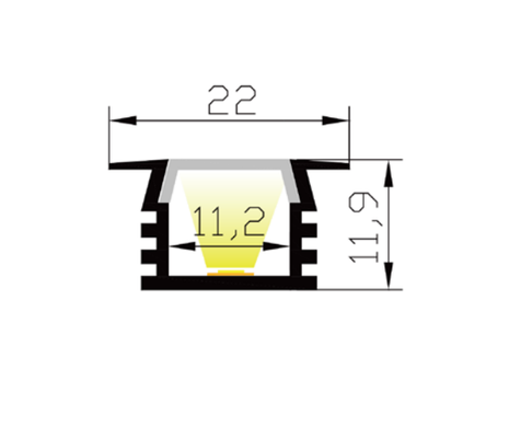 LED-профіль врізний ALUMLED з розсіювачем, 3 метра (LP22121_3)
