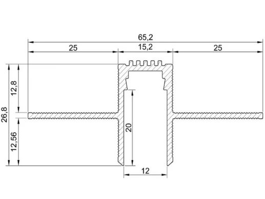 LED-профіль ширяючі лінії для стель з гіпсокартону "роздільний", 2 метра (ПЛГ-12-27-65)