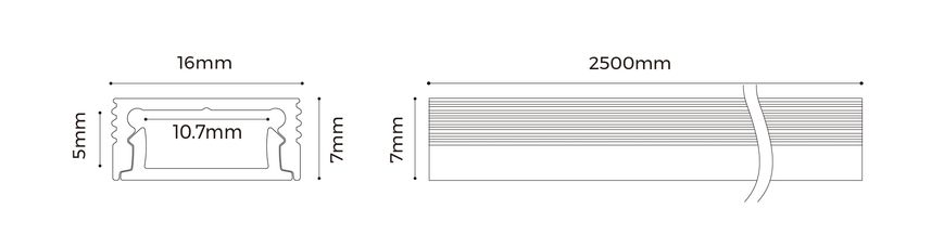LED-профиль накладной, 2.5 метра (BS1607)