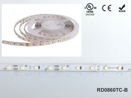 LED стрічка RISHANG 60-2835-24V-IP20 6W 510Lm 3000K 5м (RD0860TC-B-WW)