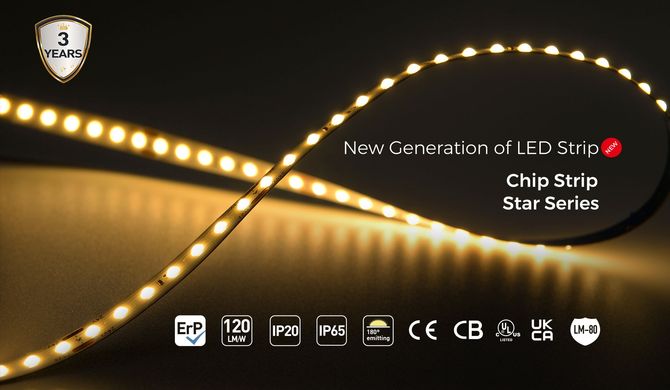 LED лента COLORS Chip-24V-IP20 8.8W 980Lm 3000K 5м (FD128-24v-8mm-WW)