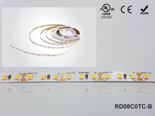 LED лента RISHANG 120-2835-24V-IP20 8.6W 745Lm 3000K 5м (RD08C0TC-B-WW)