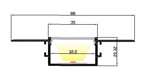 LED-профіль MLG під шпаклівку LD8820 з розсіювачем, 3 метра