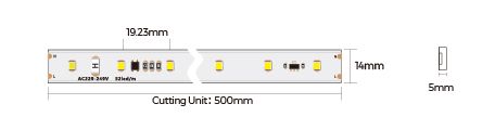 LED лента COLORS 52-2835-230V-IP65 5.3W 450Lm 2850K 50м (H852-230V-12mm-WW)