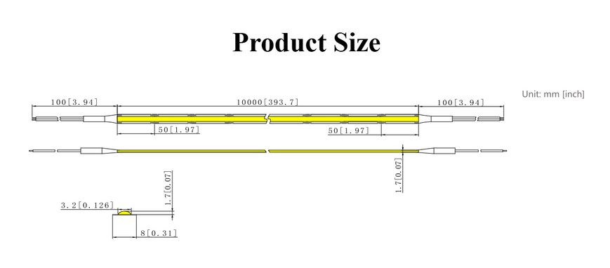 LED стрічка RISHANG COB-24V-IP20 10W 850Lm 3000K 5м (RM08V0EC-A-L-2-WW)