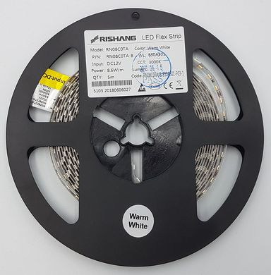 LED стрічка RISHANG 120-2835-12V-IP20 8,6W 122Lm Blue 5м (RN08C0TA-B-B)