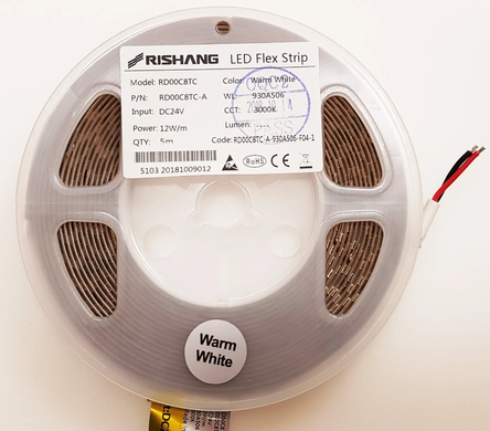 LED лента RISHANG 128-2835-24V-IP20 12W 1578Lm  4000K 50м (RD00C8TC-A-NW_50)