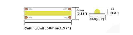 LED лента COLORS COB-24V-IP20 9.6W 1000Lm 6500K 5м (DRF10-24V-8mm-W)