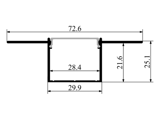 LED-профіль врізний під штукатурку, 3 метра (ЛПШ28_3)