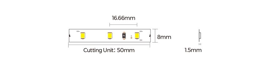 LED стрічка COLORS 60-2835-12V-IP20 4,4W 475Lm 3000K 50м (DJ60-12V-8mm-WW8_DP50)