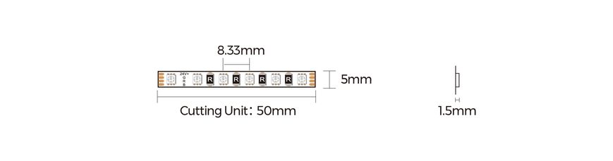 LED стрічка COLORS 120-3838-24V-IP33 7.5W RGB 5м (DA120RGB-24V-5mm)