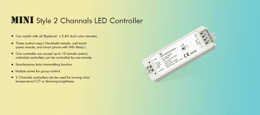 LED-контроллер DEYA 12-24VDC, 5A*2CH (V2)