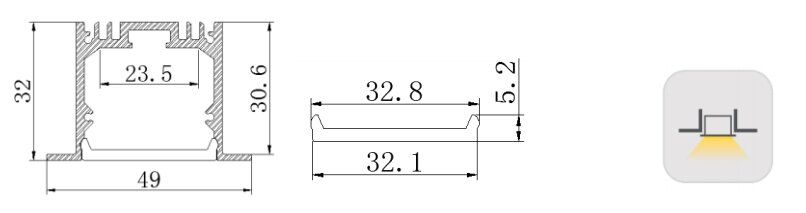 LED-профіль врізний LE4932 (2,5 метра)