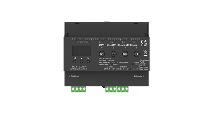 LED-диммер DEYA 4CH*12A 12-48VDC DALI/DMX (DP4)