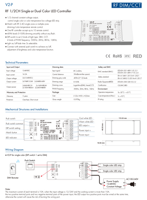 LED-контролер DEYA RF Single or Dual Color 12-48VDC, 7A*2CH (V2-P)