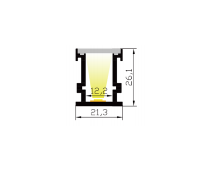 LED-профиль MLG напольный LP26211 с рассеивателем, 2 метра