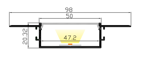 LED-профиль MLG под шпаклевку LD9820 с рассеивателем, 2 метра