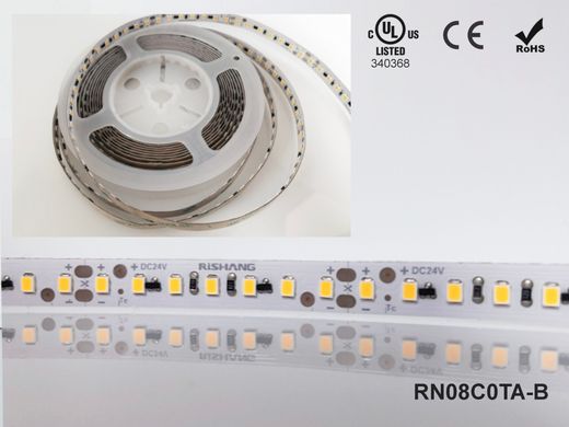 LED стрічка RISHANG 120-2835-12V-IP20 8,6W 818Lm 5000K 5м (RN08C0TA-B-DW)