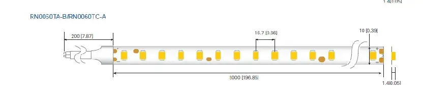 LED стрічка RISHANG 60-2835-24V-IP20 12W 956Lm 4000K 5м (RN0060TC-A-NW)