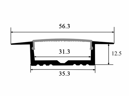 LED-профіль врізний з розсіювачем, 2 метра (ЛПВ35_2)